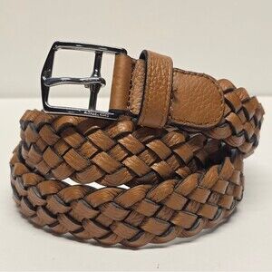 Michael Kors Braided Belt Light Brown Leather Size 38" Unisex